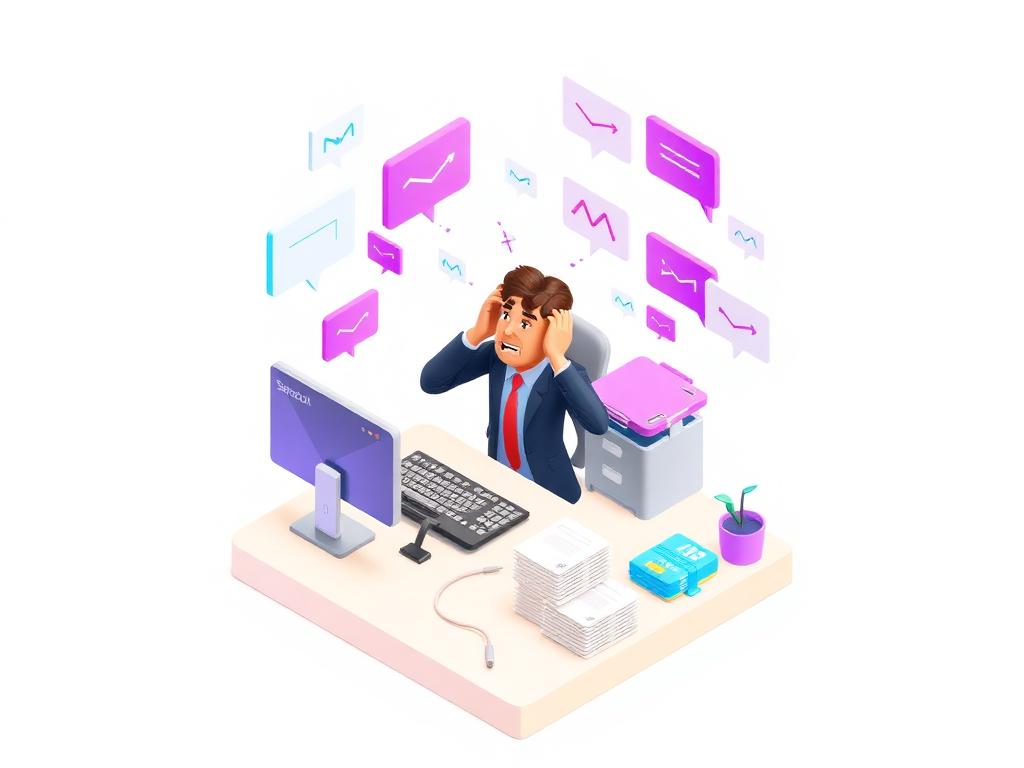 Secretária sobrecarregada com mensagens